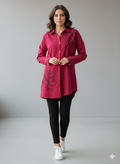St115- Floral Embroiderd Leaf Top