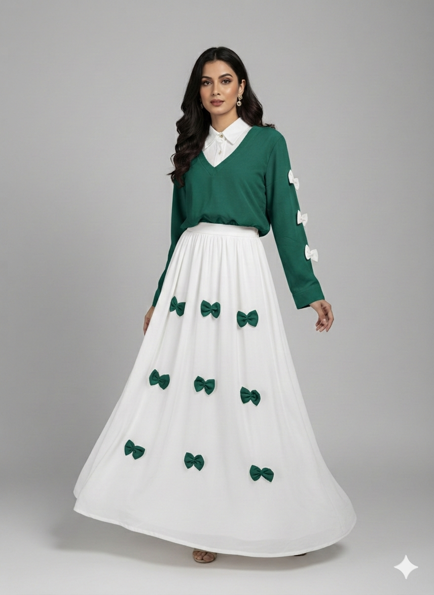 Cs017- 2pc Imported Grip Bow Style Maxi With Top