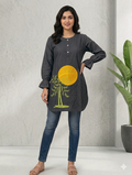 St123- Cotton Tree-Sun Embroidered Top