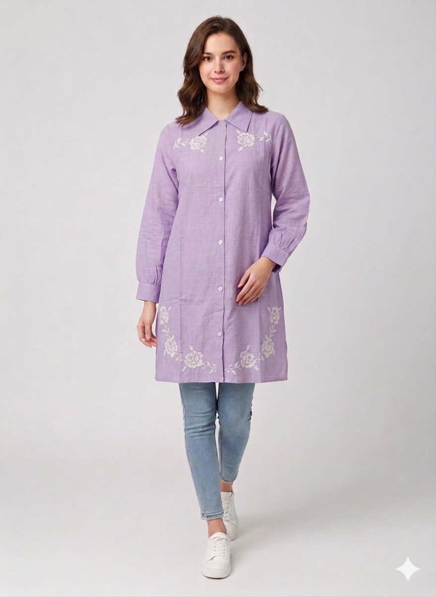 St053- Floral Embroidered Top
