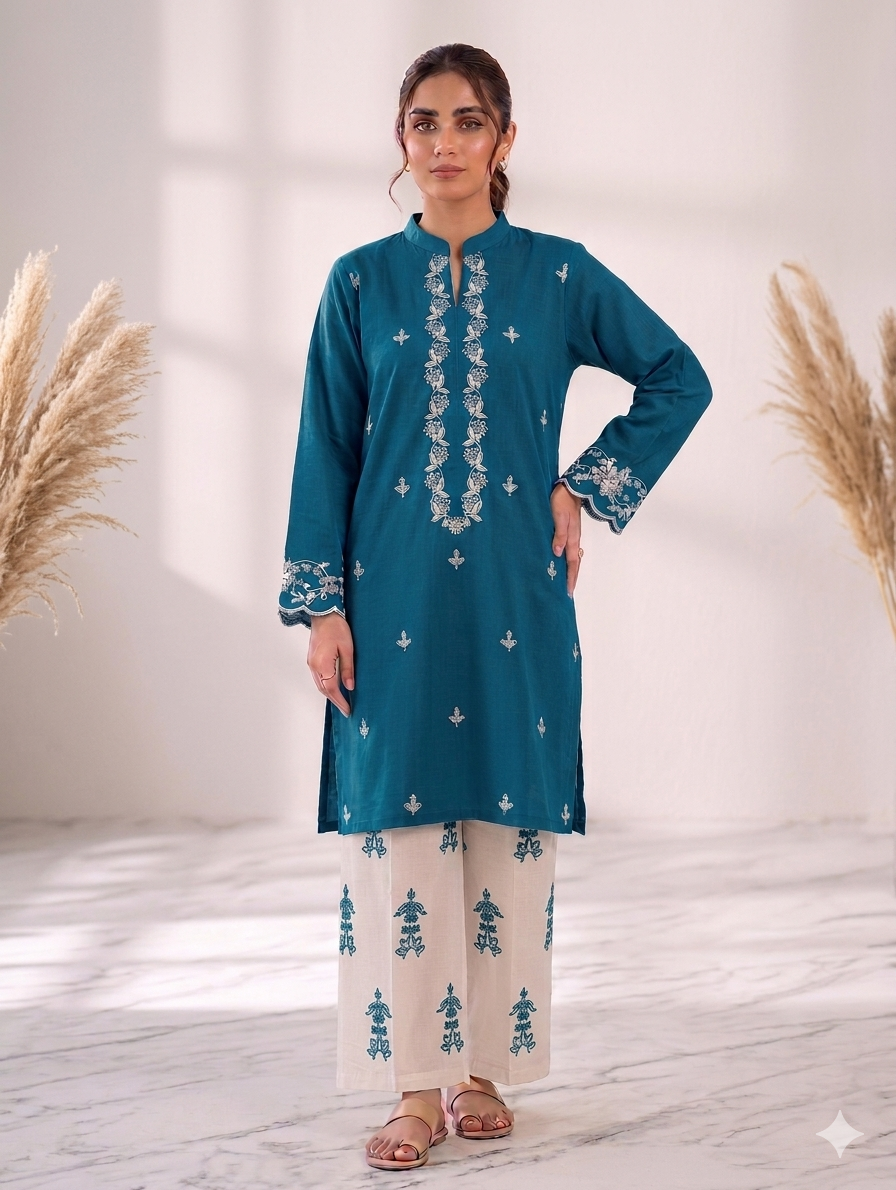 Cs057-Trending Heavy Embroidered Cotton Cordset