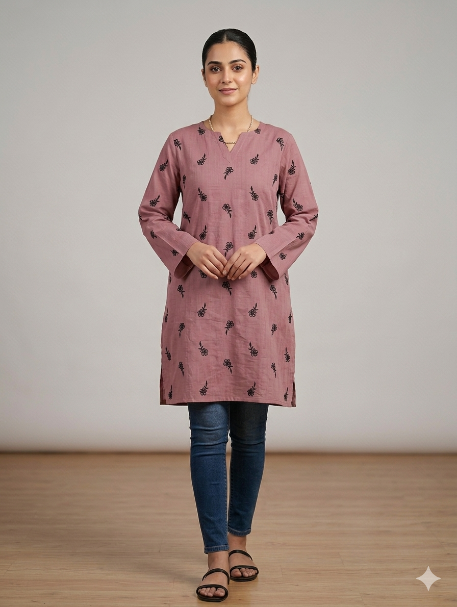 St133-Random Floral Embroidered Top
