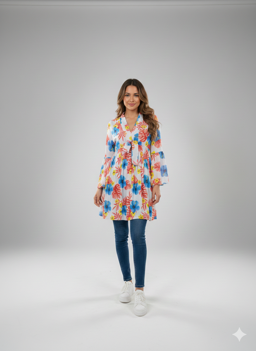 Gt021- Georgette Printed Tie Frock