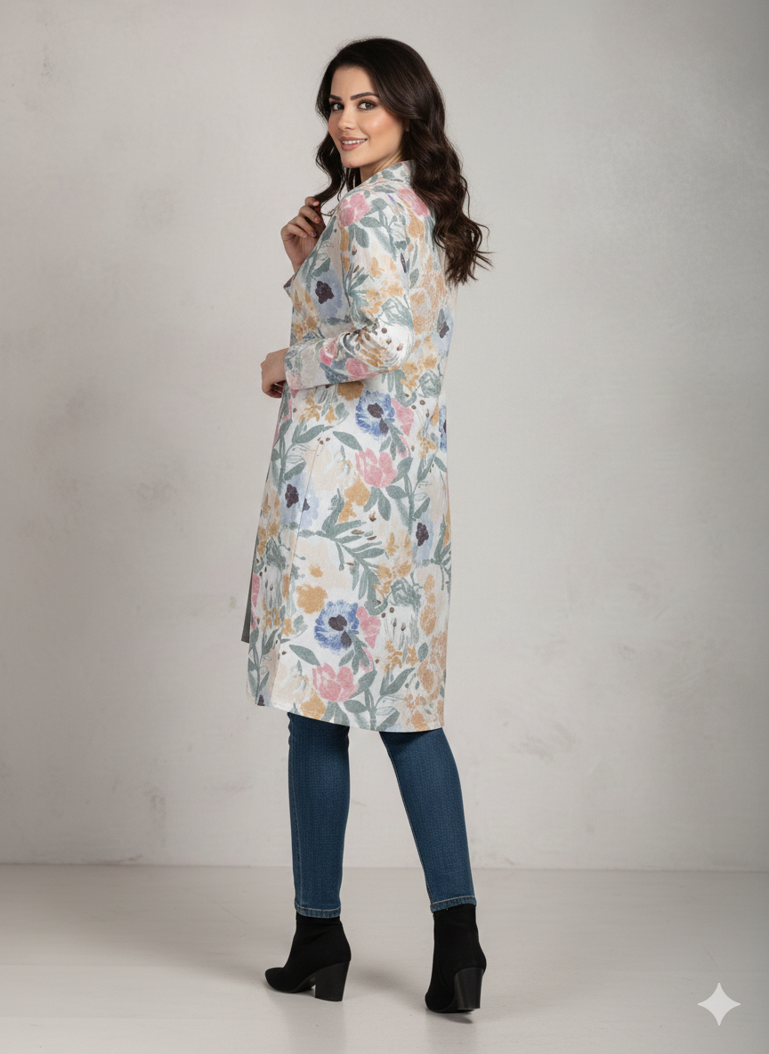 Gt007- Double Shirt Printed Gown Style Top