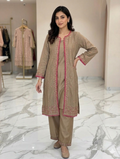 S005- 2pc Slub Embroidered Gown Style With Trouser