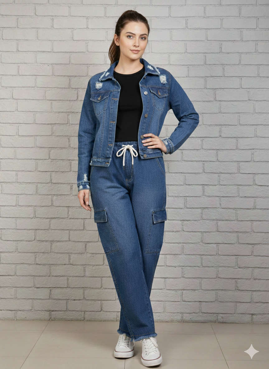 Cs042- 2pc Imported Denim Cordset