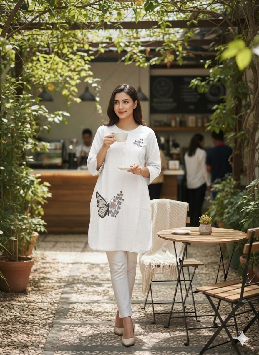 St069- Butterfly Embroidered Top