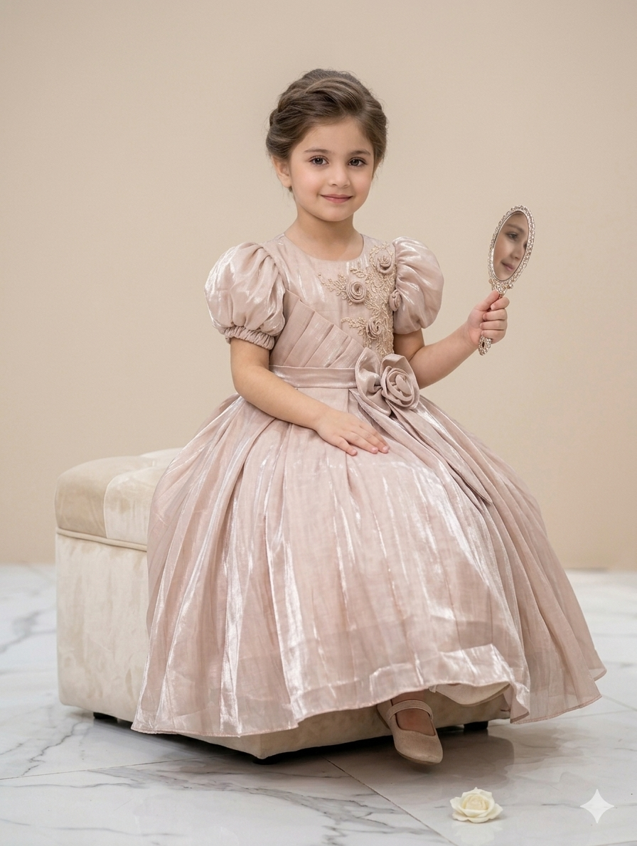 Ff039- Imported Shamos Silk Floral Frock
