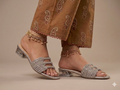 Sh031- Fancy Crystal Block Heel Chapal