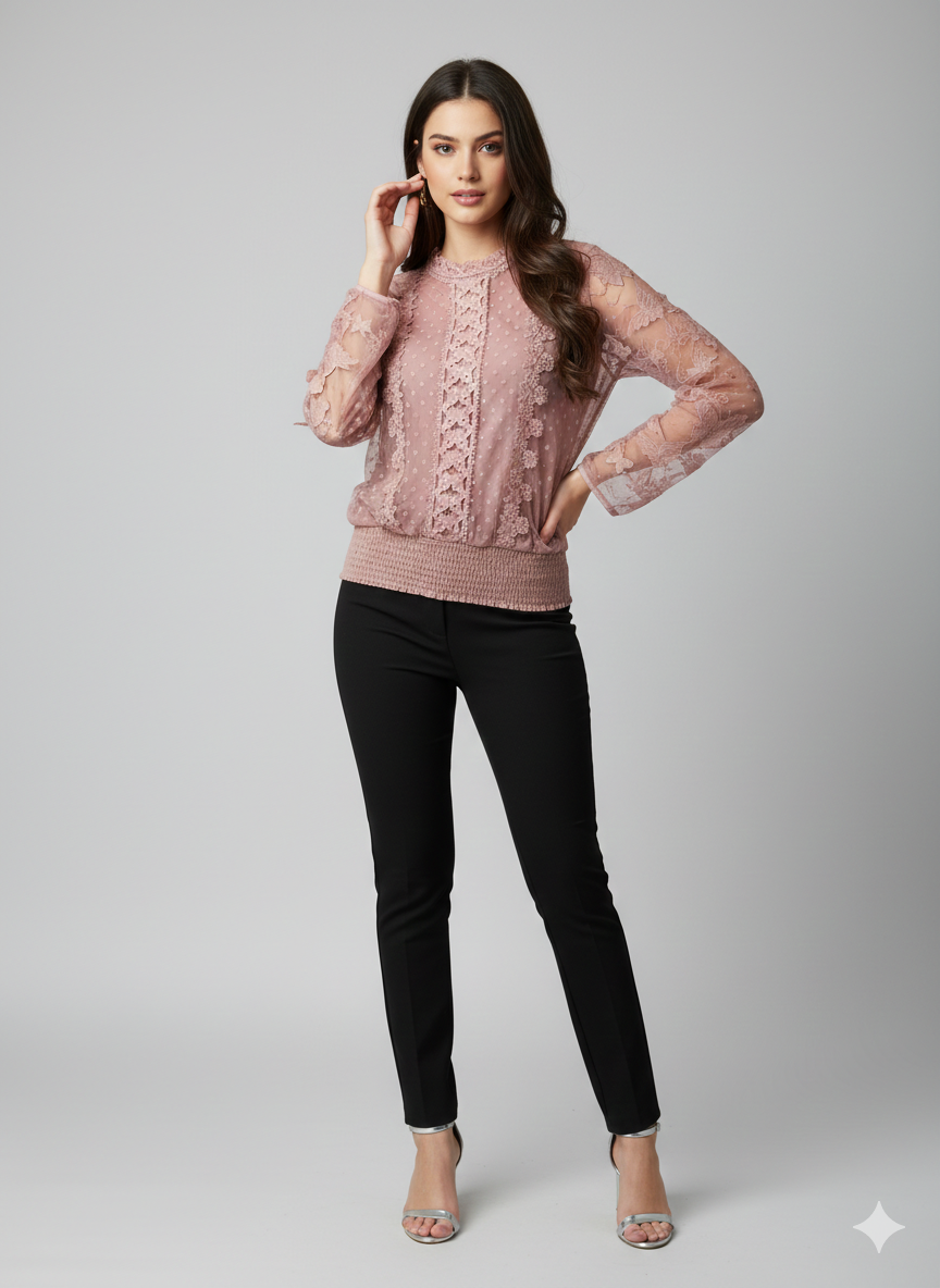 Gt005- Net Embroiderd Top
