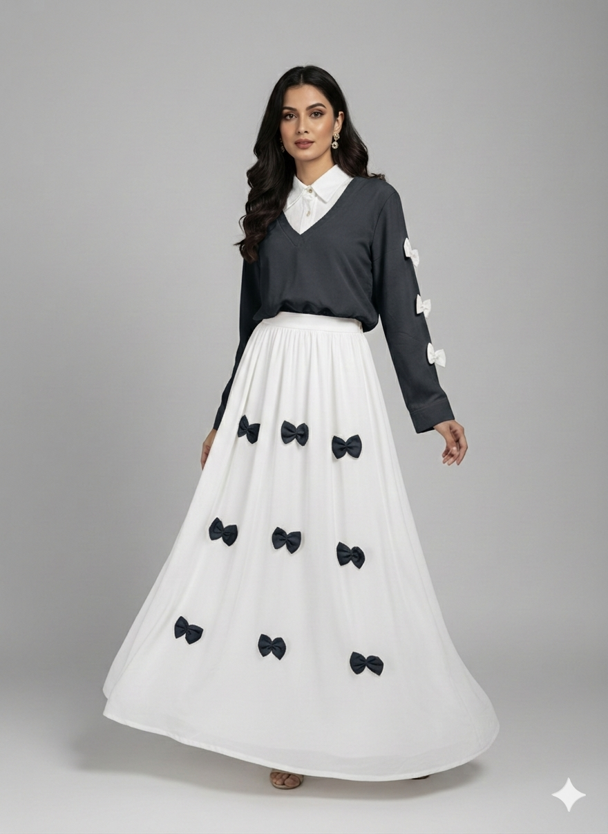 Cs017- 2pc Imported Grip Bow Style Maxi With Top