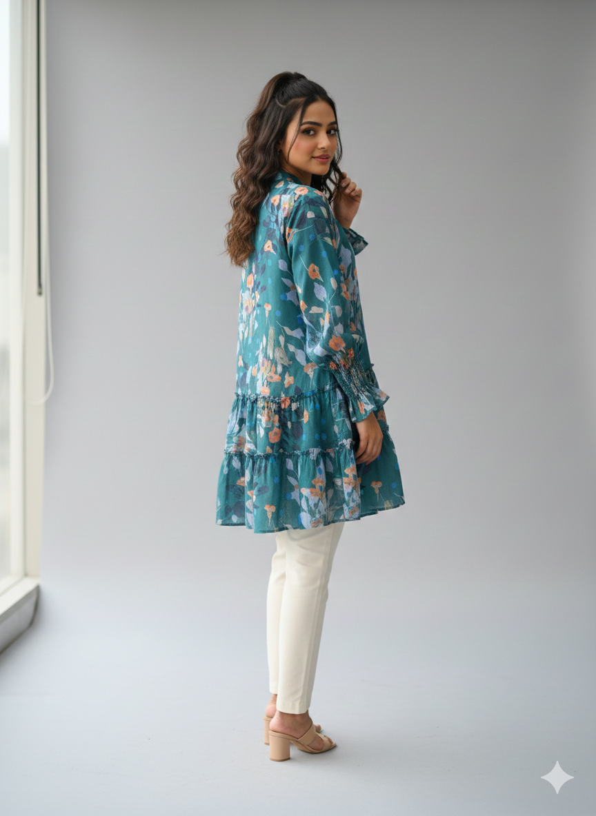 Gt006- Imported Georgette Printed Frock