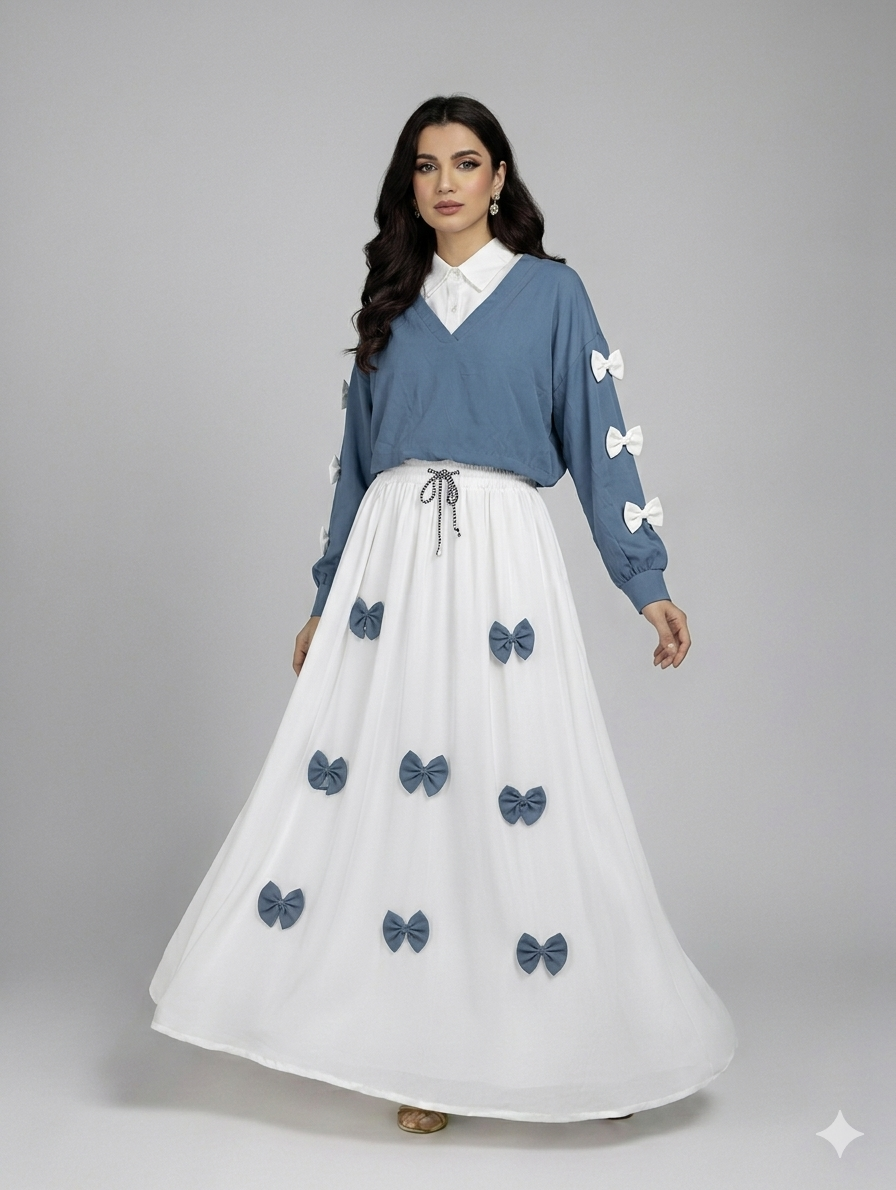 Cs017- 2pc Imported Grip Bow Style Maxi With Top