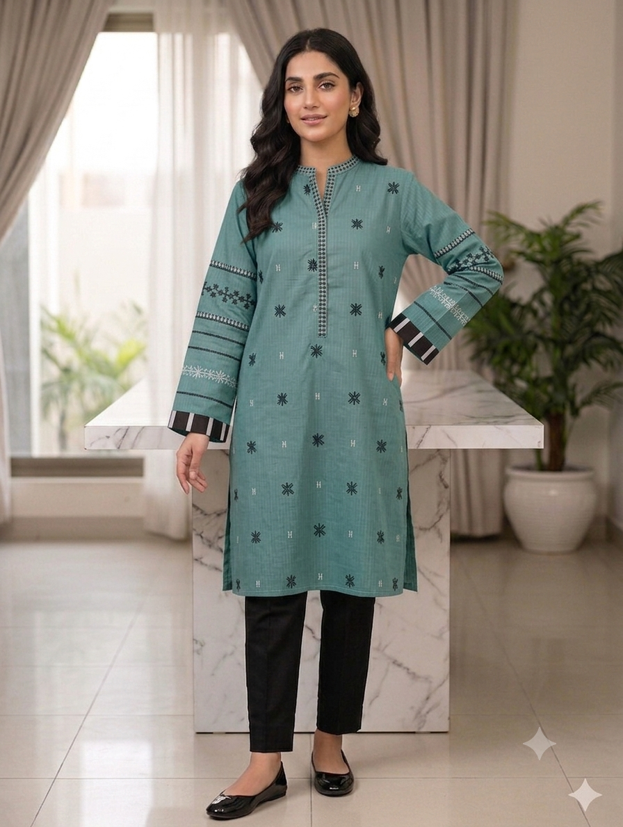 St126- Cotton Random Embroidered Top