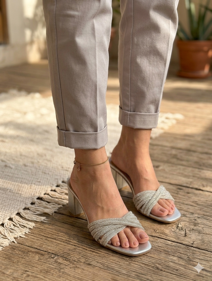 Sh006- Block Heel Cross String Chappal