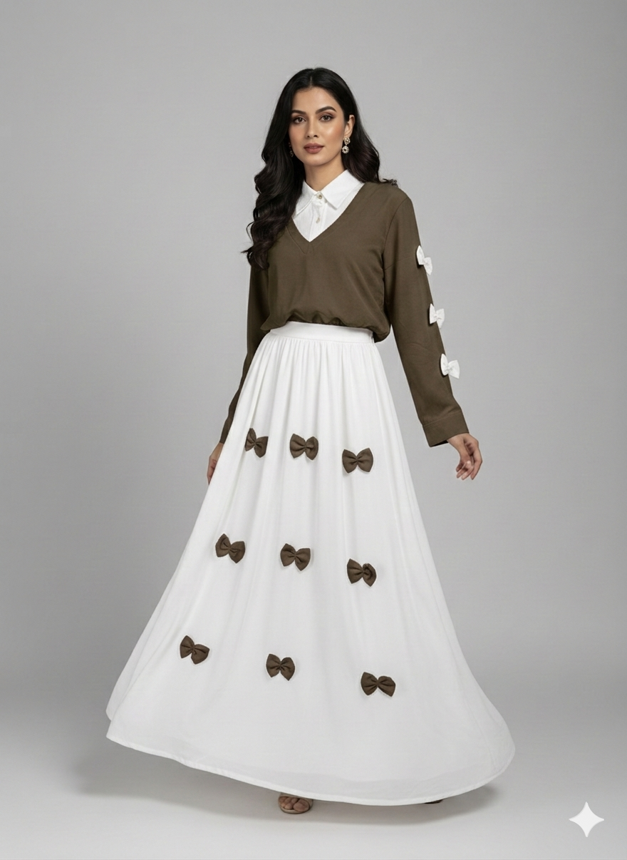 Cs017- 2pc Imported Grip Bow Style Maxi With Top