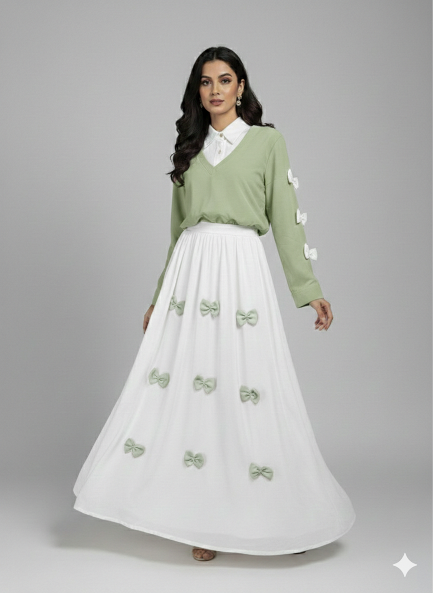 Cs017- 2pc Imported Grip Bow Style Maxi With Top