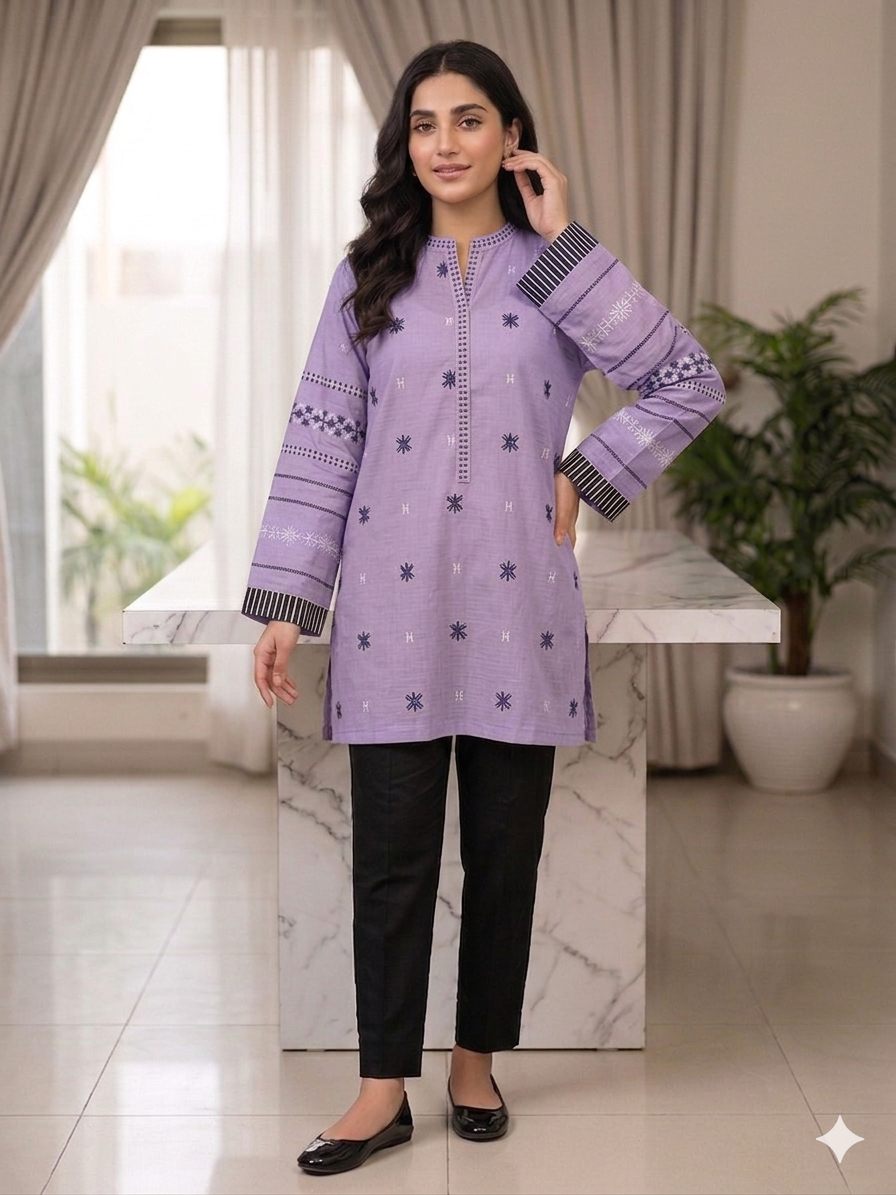 St126- Cotton Random Embroidered Top