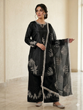 Lf032- 3pc Sheesha Silk HandMade Shirt With Straight Trouser And HandMade Dupatta