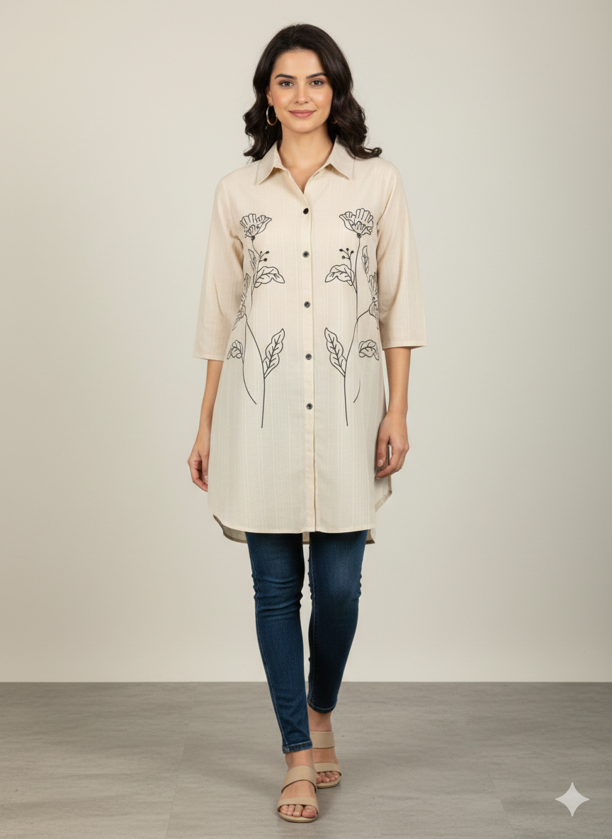 St121- Flower Embroiderd Top