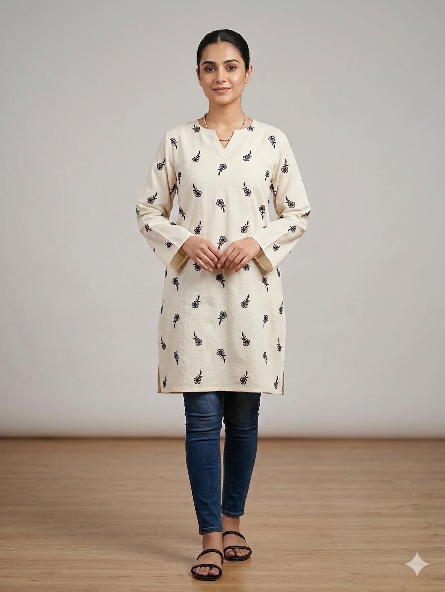 St133-Random Floral Embroidered Top