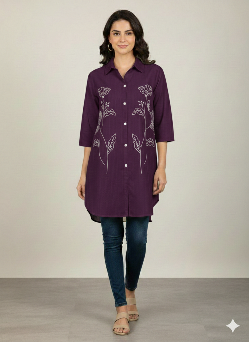 St121- Flower Embroiderd Top