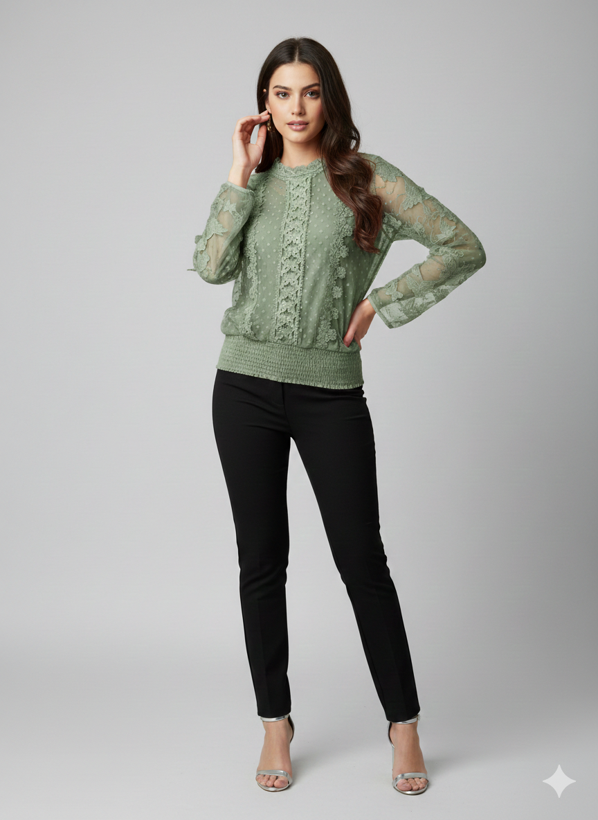 Gt005- Net Embroiderd Top
