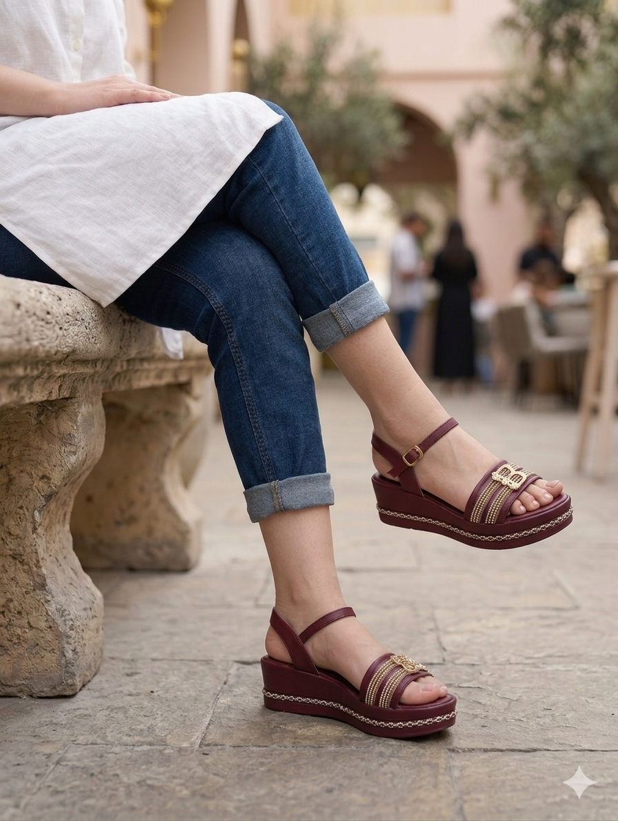 Sh035- Flat High Sol B Buckle Sandal