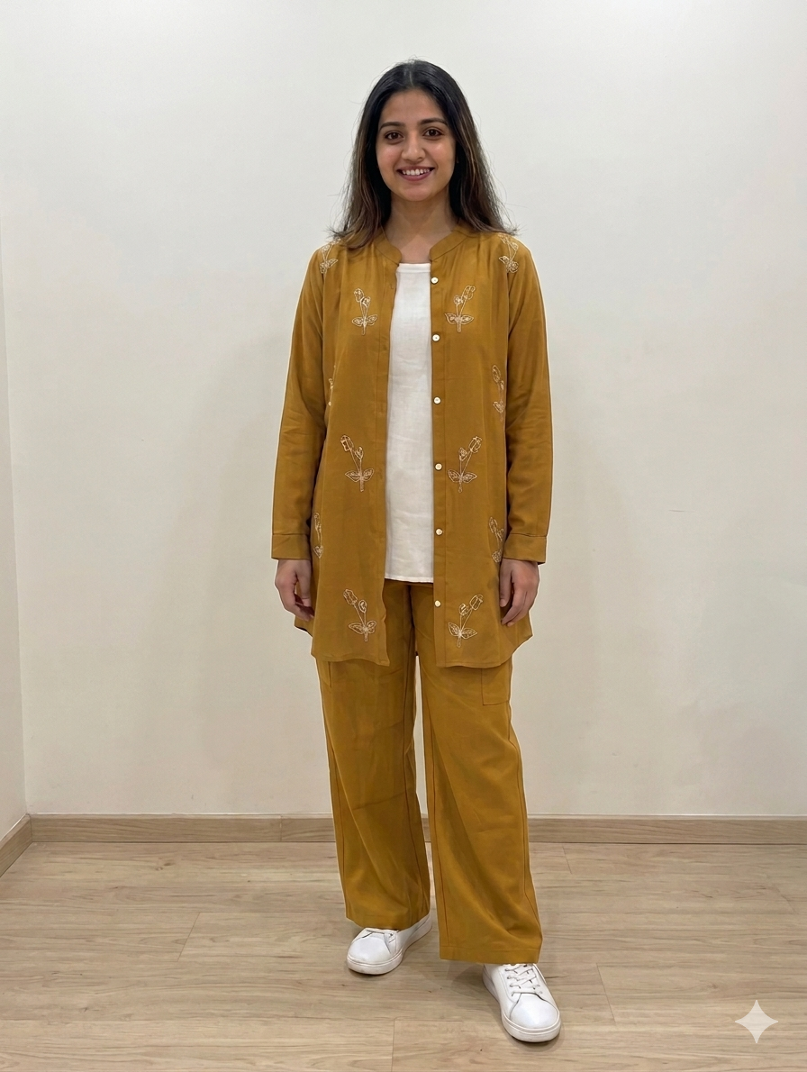 Cs052- 3pc Imported Grip Cordset- Embroidered Button Down Shirt With Inner And Cargo Trouser
