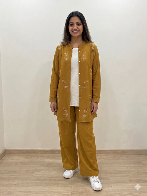 Cs052- 3pc Imported Grip Cordset- Embroidered Button Down Shirt With Inner And Cargo Trouser