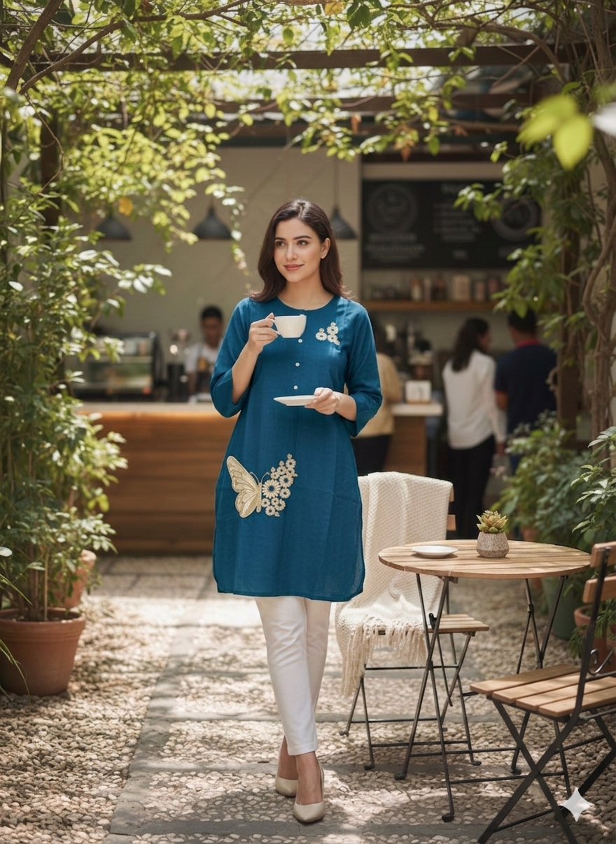 St069- Butterfly Embroidered Top